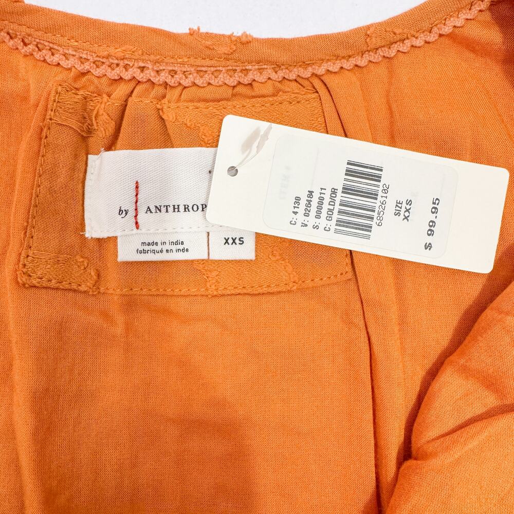 Anthropologie Women's Dress Size XXS | Gold Orange Floral Embroidery - Picture 5 of 6